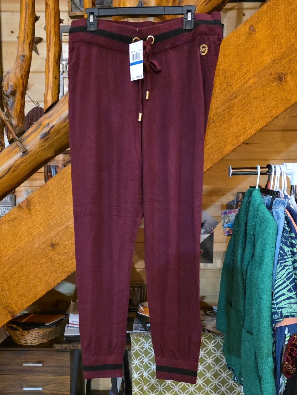 Michael Kors Burgundy Drawstring Jogger Pants